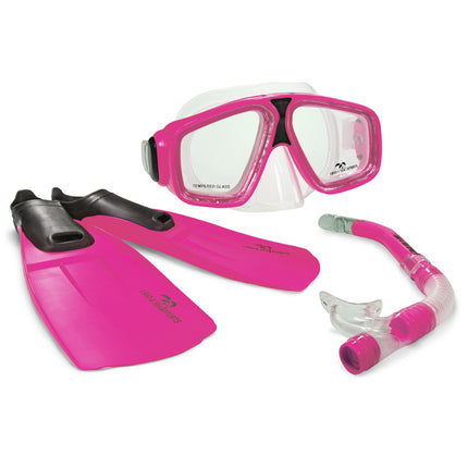 LAND & SEA SPORTS Blue Snorkel Set - XXS Mask, Snorkel, and Fins for Adult Watersports & Diving Adventures