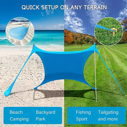 Portable Waterproof Sunshade Tent for Beach, Camping, and Fishing - Blue