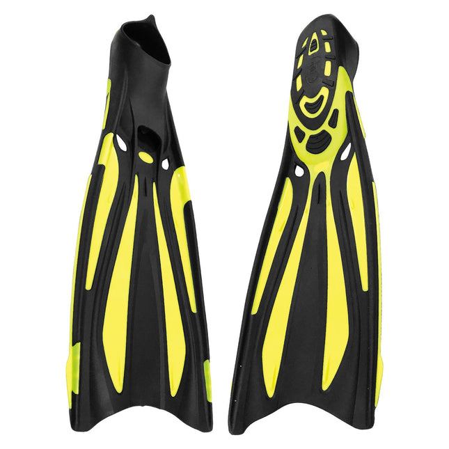 Velocity Full Foot Swim Fins - Adults Black Yellow product image showing dive fins view 1