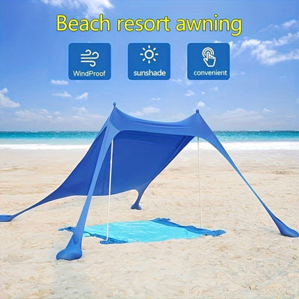 Portable Waterproof Sunshade Tent for Beach, Camping, and Fishing - Blue