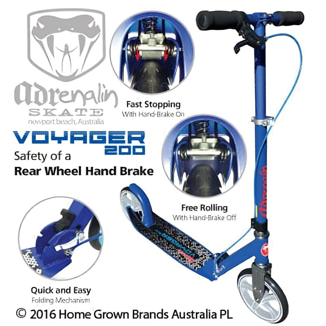 Adrenalin Voyager 200 Foldable Kick Scooter Blue Adults