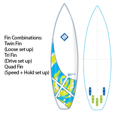 Redback Surfboards Fish Surfboard Quintet Fish for Watersports and Surfing | Twin Tri Quad Fin Setup