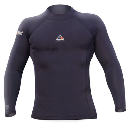 ADRENALIN Black Neoprene Long Sleeve Rash Guard Top for Watersports & Diving - Super Stretch Fit - Jnr
