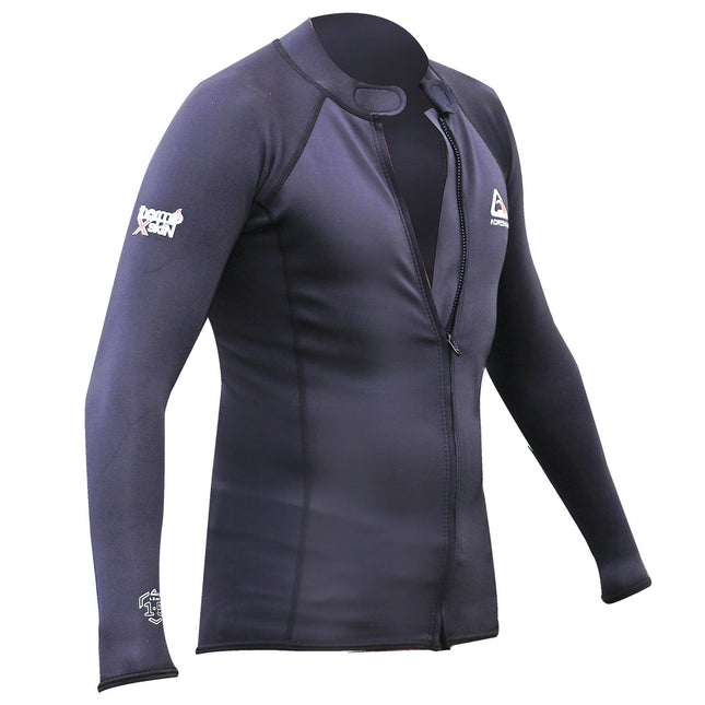 ADRENALIN Unisex Neoprene Zip Front Wetsuit Top Black Long Sleeve Watersports Diving Gear Warm