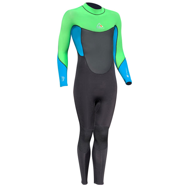 Unisex RADICAL - X STEAMER Jnr 8 Lime Blue Black Colorblock Neoprene Full Wetsuit for Watersports Diving Accessories