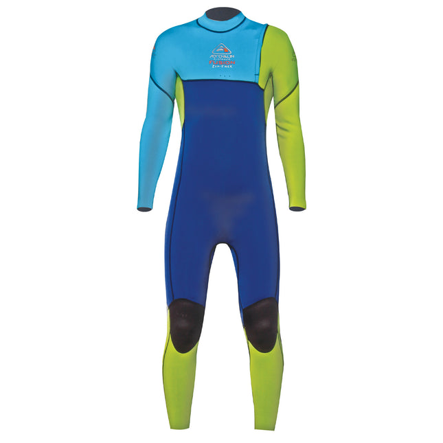 FUZION NOZIP 2mm STEAM Jr8 L Blue/Lime Green/Light Blue Full Wetsuit for Watersports Diving Accessories Tools Neoprene Zip Free