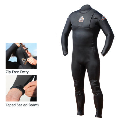 ADRENALIN Full Wetsuit 5/4mm Neoprene Black Zip-Free Entry Taped Sealed Seams Surfing Diving Watersports