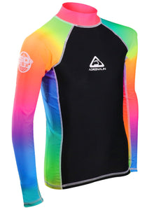 Adrenalin Girls Rainbow Long Sleeve Rash Guard product image showing rash vest view 1