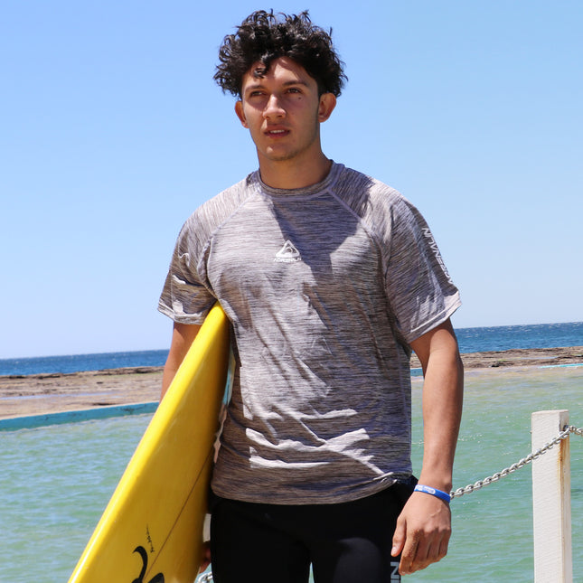 ADRENALIN Surf T-Shirt Rash Guard Short Sleeve Grey XS UPF 50+ for Men Watersports Diving Accessories UV Protection