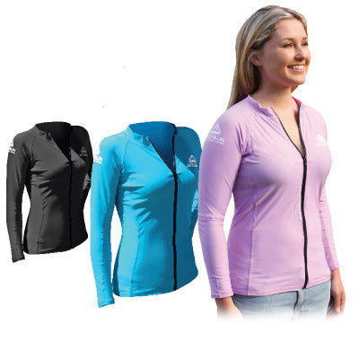 ADRENALIN Women's Long Sleeve Zip Rash Guard Top for Watersports & Diving - Sun Protection UPF 50+ - Size 16