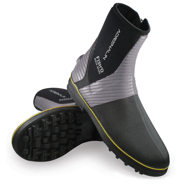 ADRENALIN Fish O Rock Spike Boot Unisex Black Orange Medium Neoprene Rubber Water Shoes Dive Wetsuit Footwear Zipper Spiked