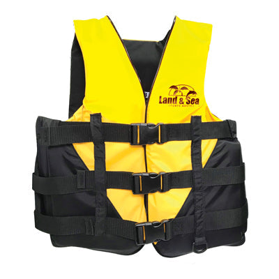 Land & Sea Yellow Black Life Vest L50 for Adults and Kids,watersports PFD Vest,Kayaking Boating Accessories, Swimming Safety Gear