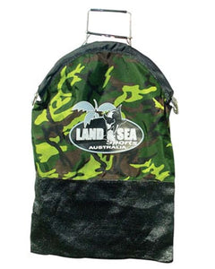 Land & Sea Camo Auto Spring Close Catch Bag For Diving & Spearfishing product image showing gear bag view 1