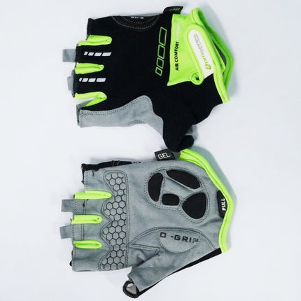 Pro Series Gel Cycling Gloves - Black with Green Trim - Large