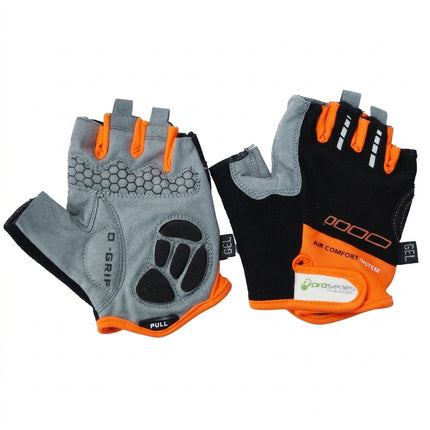 BLACK with ORANGE TRIM GLOVES - PRO SERIES, Amara Palm Lycra Towel GEL Padding SMALL