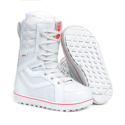 SNOWBOARD BOOTS - W3000 WHITE AND BLACK LACE-UP STYLE