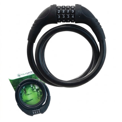 Tour Series Cable lock, SILICONE, black, 4 digit, combination, 12mm x 1000mm