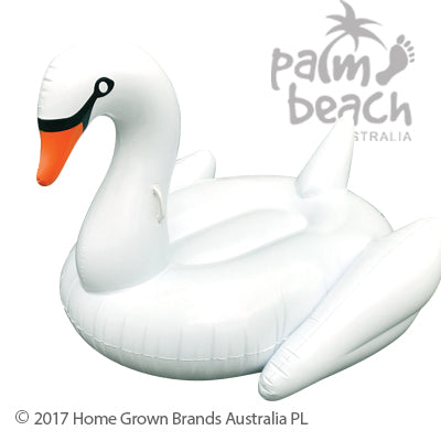 Palm Beach Australia White Swan Ride Inflatable Pool Float for Kids and Adults, PVC Watersports Beach Accessory, Summer Fun Toy, Large Swimming Ring