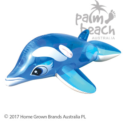 Palm Beach Australia Blue Dolphin Ride Inflatable Pool Float Toy for Kids and Adults Summer Fun Beach Party Outdoor Activity