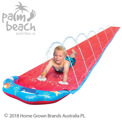 Palm Beach Australia Kids Water Slide 6m Red Blue PVC Sprinkler Splash Mat for Backyard Summer Fun
