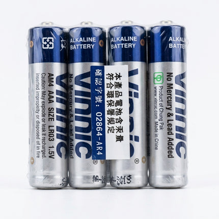 Vinnic BATTERY - 'AAA', Alkaline, 1.5V, AM4, LR03, 4 Per Pack