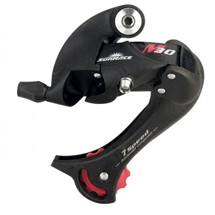 Sunrace REAR DERAILLEUR - 7/8 Speed, Long Cage for 13T-30T Cassette without Bracket, for MTB, 13T-30T BLACK