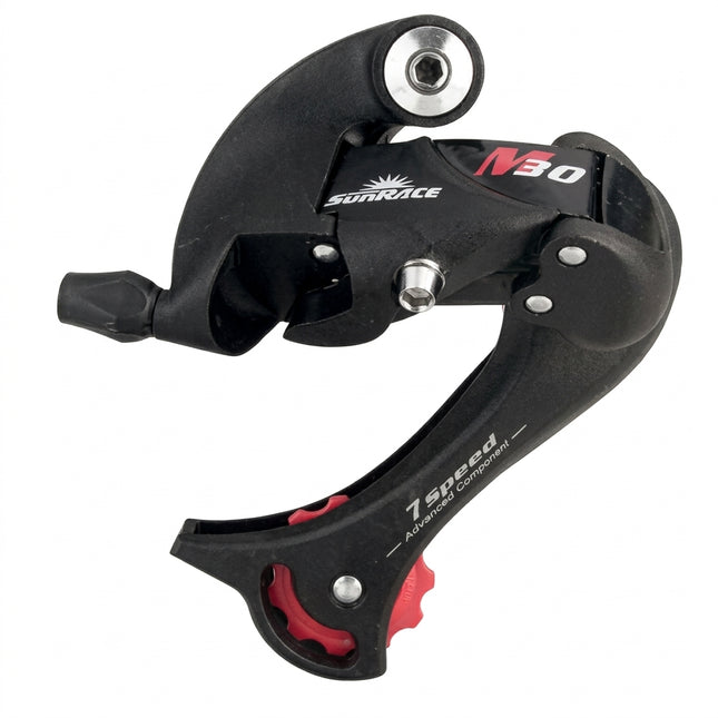Sunrace REAR DERAILLEUR - 7/8 Speed, Long Cage for 13T-30T Cassette without Bracket, for MTB, 13T-30T BLACK