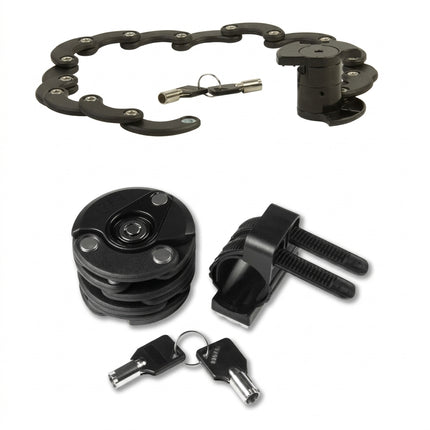 Pro Series " Folding Lock, round type, KEY push-to-lock, 3mm hardened steel, and bicycle bracket/holder