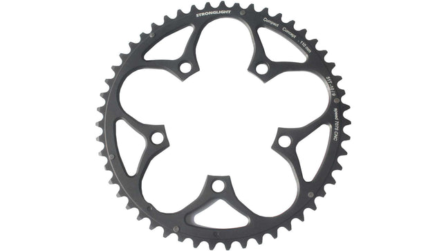 Stronglight Bicycle ROAD CHAINRING, STANDARD, TYPE S - 7075 CNC, BLACK, 9/10, 110 BCD, Outer, 52T, 5 arms "STRONGLIGHT"
