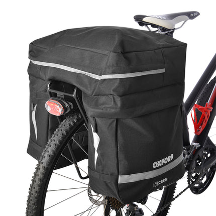 Oxford Bicycle PANNIER BAGS - Oxford C35 Triple Pannier Bag 35L, durable polyester, weatherproof design, reflective detail, (32 x 34 x 18) BLACK - Oxford Product