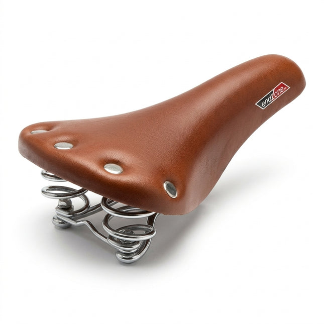 SADDLE, CP COIL SPRING, Brown Vinyl w/Rivets, 274L x 153W