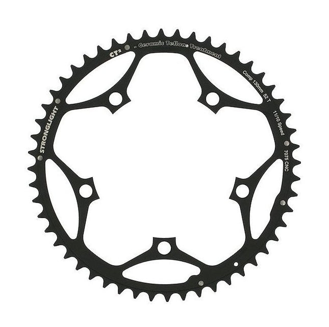 Stronglight Bicycle ROAD CHAINRING, STANDARD TYPE S - CT², 7075-T6, CT² (black), 11/10 speed, 130 BCD, Outer, 52T, 5 arms
