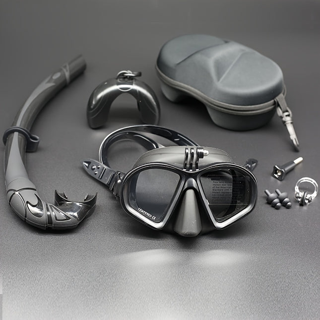 Low Volume Freediving Mask with Camera Mount - Tempered Glass, Black