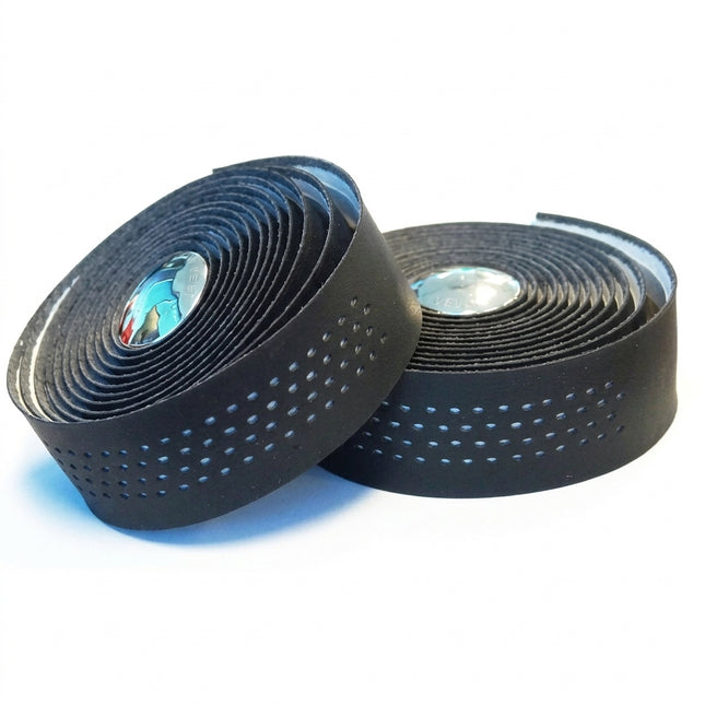 Velo Handlebar Cushion Tape, Black Microfibre + White Shockproof gel, w Plugs