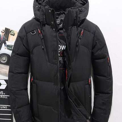 Men's Outdoor Thick Ski Jacket - Casual Winter Coat with White Duck Down Filling
