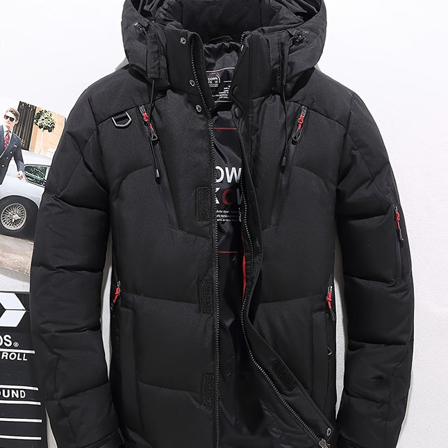 Men's Outdoor Thick Ski Jacket - Casual Winter Coat with White Duck Down Filling