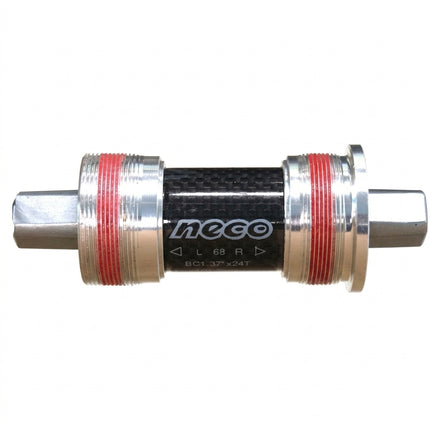 Bottom Bracket, 107.5mm, CARBON Shell, CR-MO hollow Axle, Threaded 68mm shell, Alloy Cups, Sealed Bearing, NECO Brand