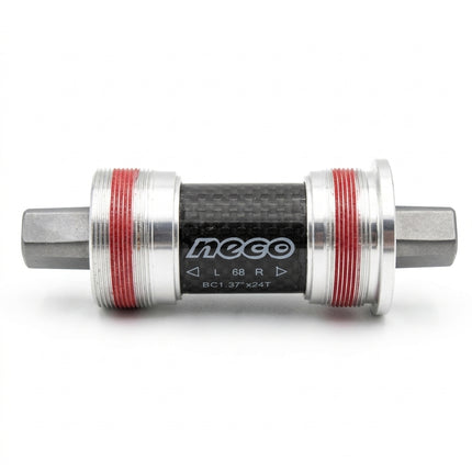 Bottom Bracket, 122.5mm, CARBON Shell, CR-MO hollow Axle, Threaded 68mm shell, Alloy Cups, Sealed Bearing, NECO Brand