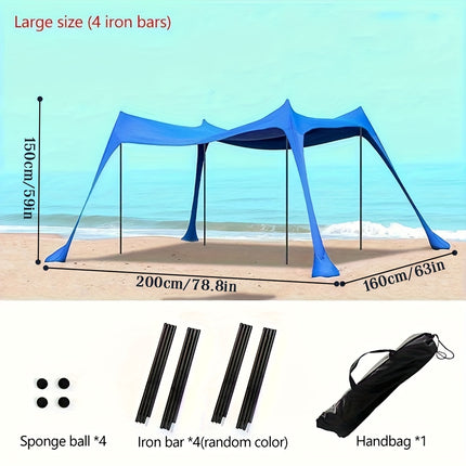 Portable Waterproof Sunshade Tent for Beach, Camping, and Fishing - Blue