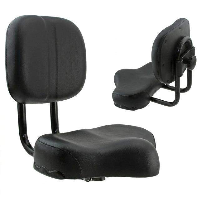 SADDLE with Back Rest, Adjustable, BLACK With "standard" knuckle - 290mm W x 240mm L