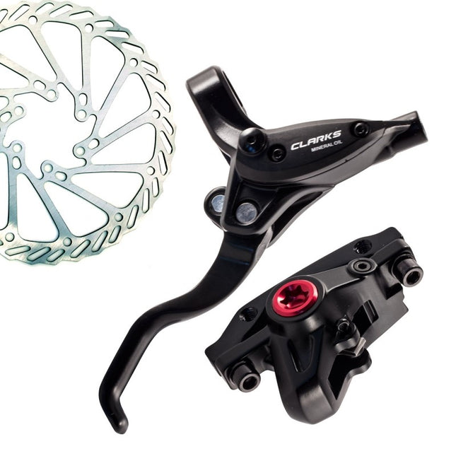 Clarks Bicycle Disc Brake Set, CLARKS, M2, Hydraulic, 2 PISTON, FRONT & REAR, Post & IS mount, 160mm rotors, Levers & F850 R1700 - HOSE. (pre-bled)