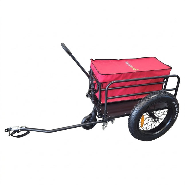 Bicycle Beach Trailer 2 in 1 - can also be used as a push/pull trolley, Steel Frame, 20 x 4" fat wheels, Capacity:60kgs, Loading size: 89*63*41cm