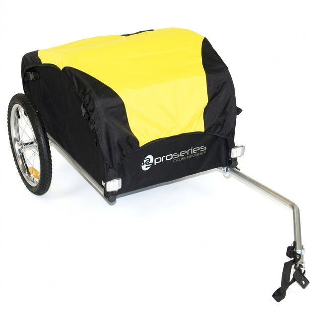 Bicycle Cargo trailer. Steel Frame. W/P Yellow/Black cover, loading size 75*53*42 cm, capacity 45 kg DOES NOT COME WITH REFLECTORS