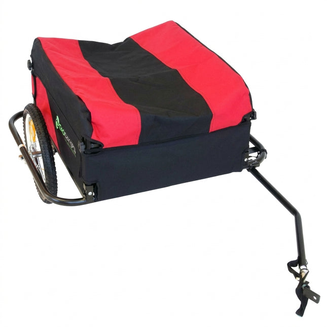 Bicycle Cargo trailer. Steel Frame. Red /Black Cover, loading size 75 x57.5 x32 cm, capacity 60 kg (16" Wheels)