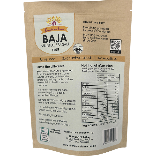 Abundance Farm Baja Mineral Sea Salt Fine 454g