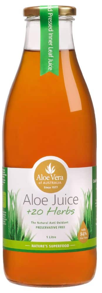 ALOE VERA ALOE JUICE +20 AUSTRALIAN HERBS (GLASS) 1L