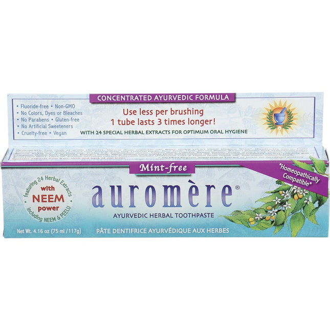 AUROMERE Toothpaste Ayurvedic Fluoride Free, 6 X 117g 6x117g