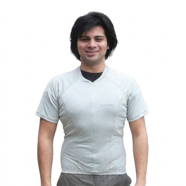 Jersey, COMO SPORTS, short sleeve, 3/4 length zip, 3 rear pockets, Size Small, GREY, "GREAT STARTER JERSEY"