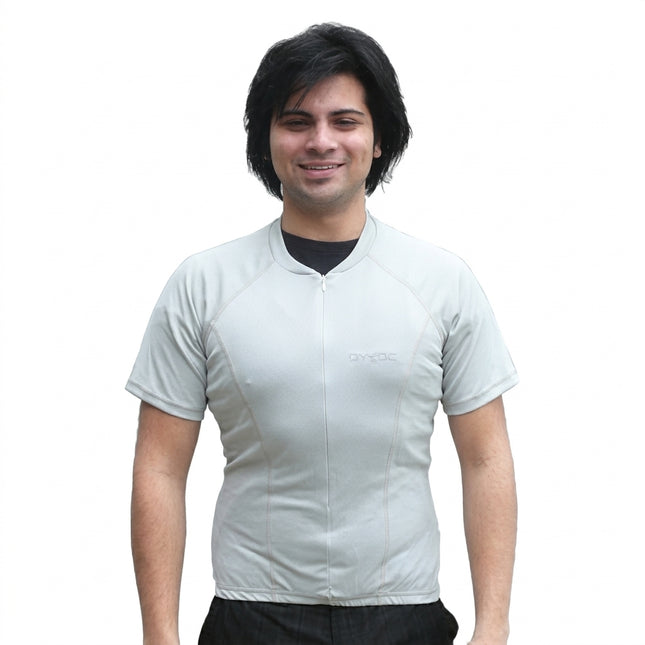 Jersey, COMO SPORTS, short sleeve, 3/4 length zip, 3 rear pockets, Size LARGE, colour GREY, "GREAT STARTER JERSEY"
