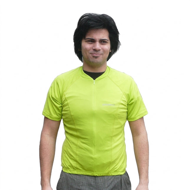 Jersey, COMO SPORTS, short sleeve, 3/4 length zip, 3 rear pockets, Size MEDIUM, colour GREEN, "GREAT STARTER JERSEY"